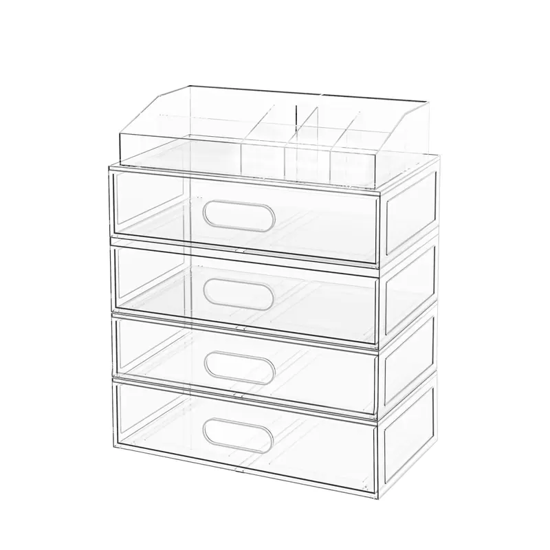 Organisateur Maquillage Acrylique Empilable – 3 Tiroirs, Aurblozen (Lot de 5)