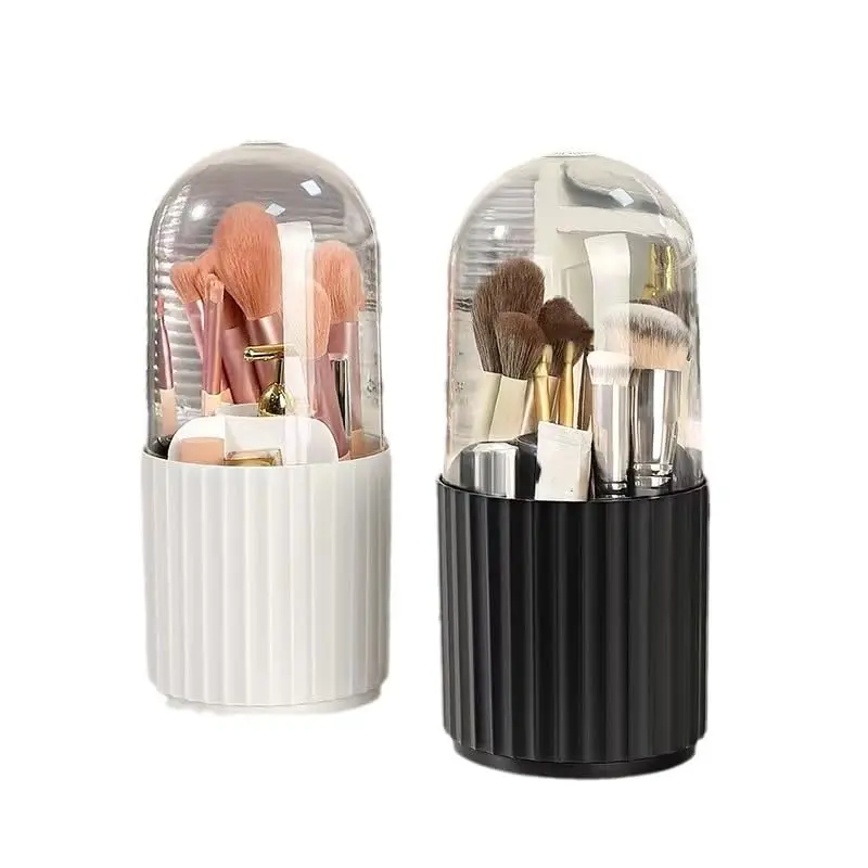 Organisateur Pinceaux Maquillage 360° Ariettie avec Couvercle – Blanc Vanity
