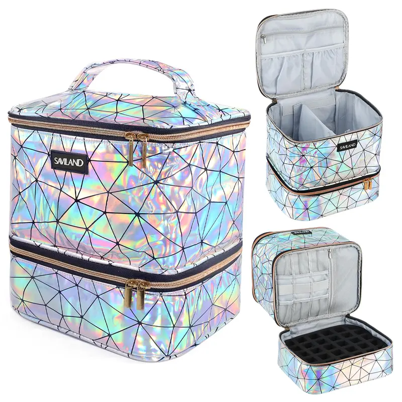 Organisateur SAVILAND Vernis en PU – 30 Bouteilles et Lampe Nail