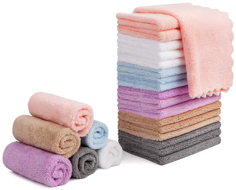 Orighty Lingettes Démaquillantes Microfibre Corail – Lavables et Douces, Lot de 24, 7x7 po