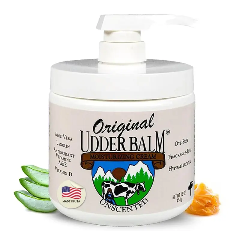 Original Udder Balm Sans Parfum – Pot pompe hypoallergénique, hydratant peau sèche, fabriqué aux États-Unis, 16 oz