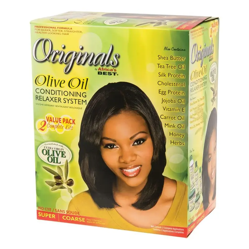 Originals by Africa's Best – Système Conditionneur Relaxant à l’Huile d’Olive, Ensemble de 2 Kits pour Cheveux Grossiers