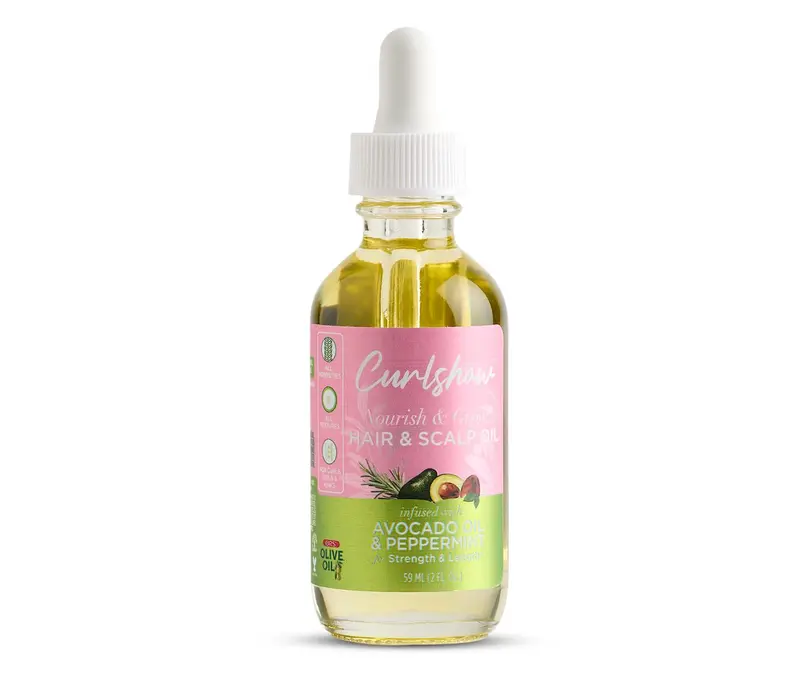 ORS Curlshow Nourish & Grow – Huile capillaire nourrissante pour cheveux bouclés – Avocat & Menthe – 2 oz