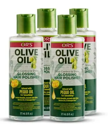 ORS Polisseur glossant à l’huile d’olive anti-frisottis – 6,0 onces – Lot de 4