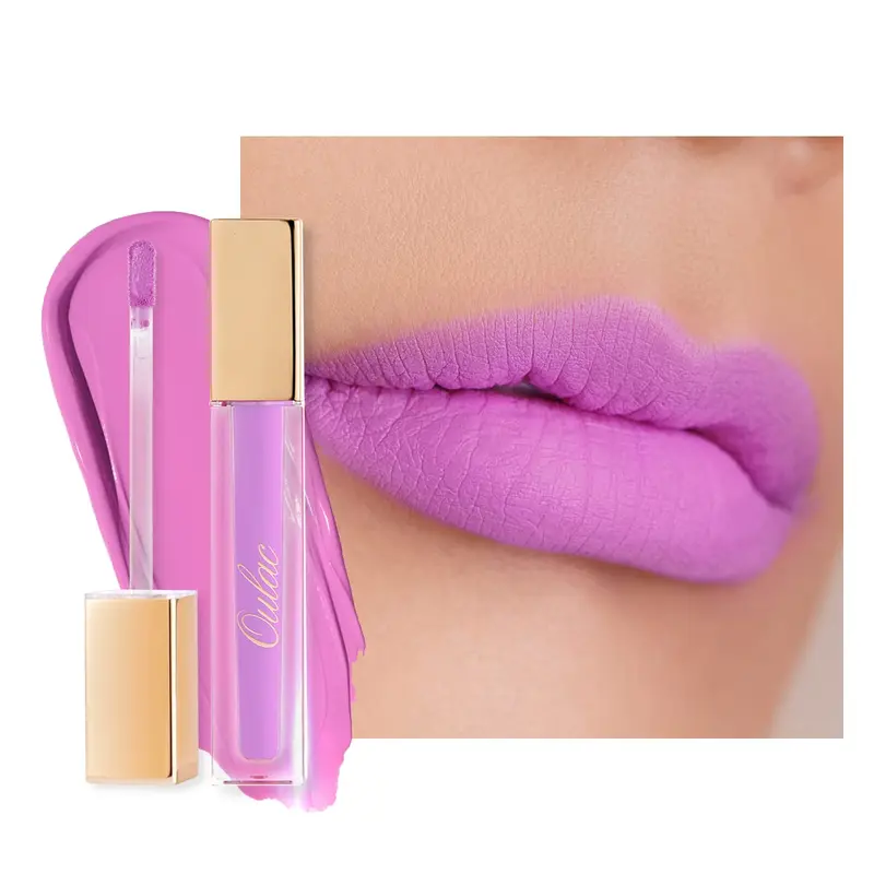Oulac Rouge à Lèvres Liquide Matte M14 – Rose pâle et Pourpre, Longue Tenue, Sans Transfert, Vegan & Cruelty-Free