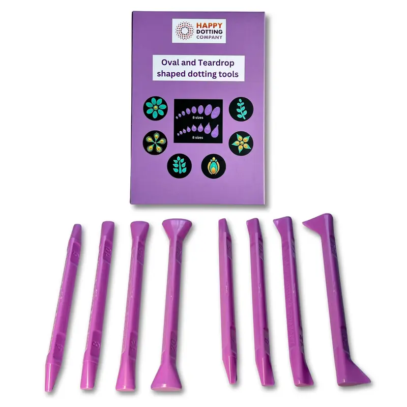 Outils Pointillage Oval et Goutte – Ensemble Double-face (8 Tailles) – Happy Dotting Company