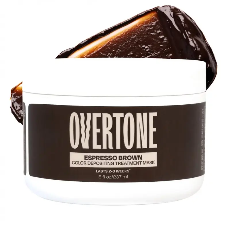 oVertone Dépôt de couleur semi-permanent Espresso Brown – Masque nourrissant 8 oz, végane et sans cruauté