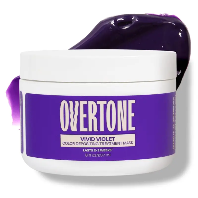 oVertone Violet Vif – Masque Colorant Semi-Permanent Hydratant, Cheveux Végan et Sans Cruauté, 8 oz