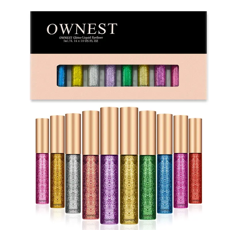 Ownest liner liquide pour les yeux à paillettes – 10 couleurs, ombre étincelante et étanche