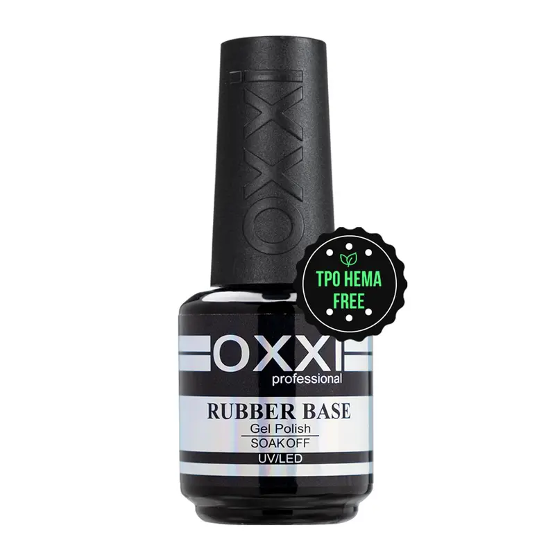 OXXI Professional Base Gel Caoutchouteux 1x15ml – Sans HEMA, Épais et Auto-nivelant, Gel UV et LED pour Manucure Prolongée