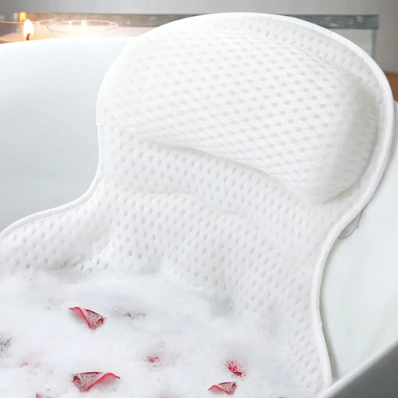 Ozyalo Oreiller de Bain — Soutien Tête et Cou, Tissu 4D Respirant, Ventouses Anti-Glisse