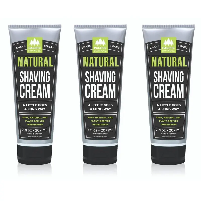Pacific Shaving Company Crème de Rasage Naturelle — Beurre de Shea et Vitamine E pour peau sensible (7 oz, pack de 3)