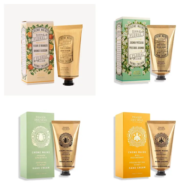 Pack 4 crèmes mains 75ml multi-senteurs - Jasmin, Fleur d'oranger, Miel, Amande