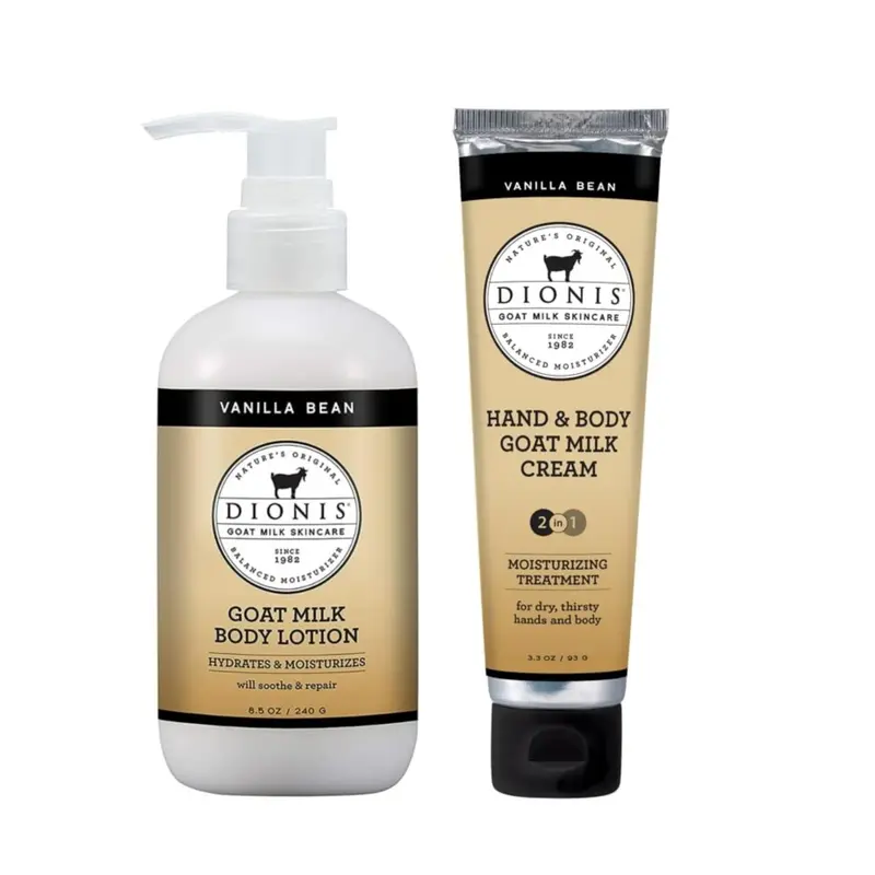 Pack Dionis Crème Mains & Lait Corps au Lait de Chèvre – Vanille, Hydratation Douce (2 pièces)