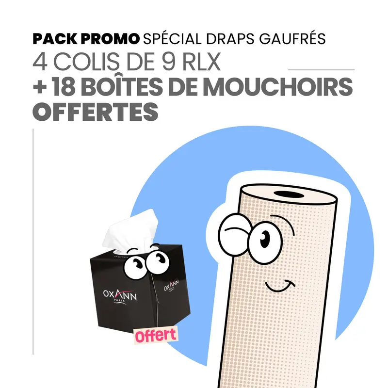 Pack Draps Gaufrés + 18 Boites de mouchoirs OFFERTES