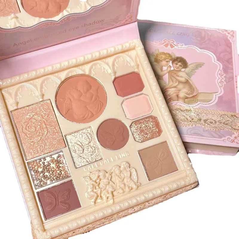 Palette Ombres Embossée Ange – 10 Couleurs, Fard à Paupières Polyvalent, Mat et Pailleté