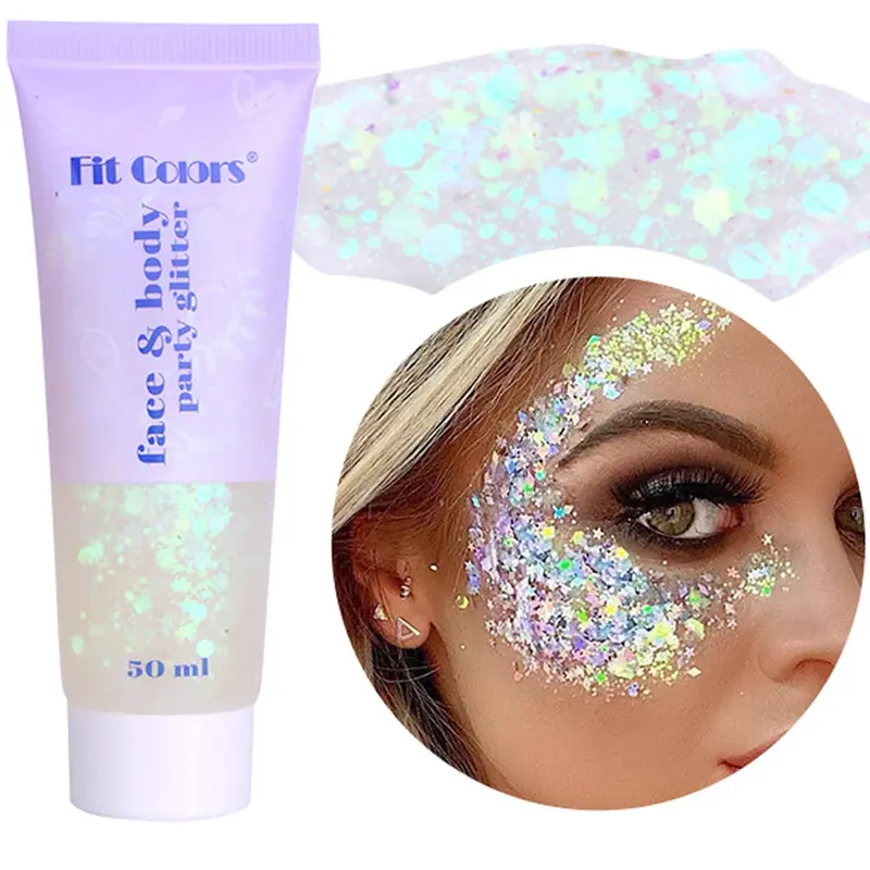 Paminify Gel Paillettes Blanc Visage et Corps – Glitter holographique 50 ml