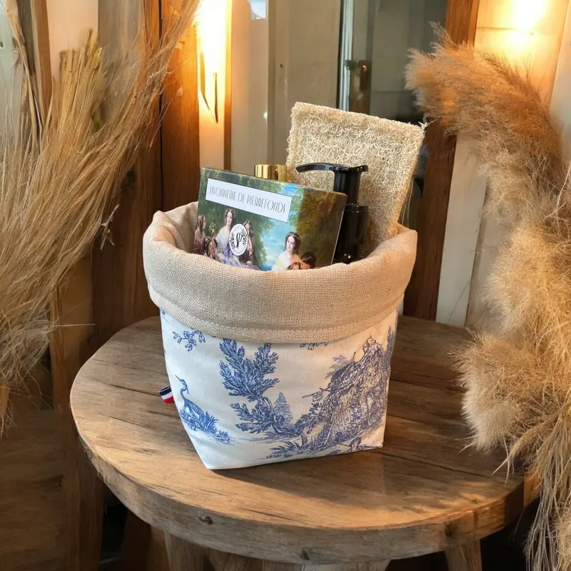 Panier de rangement salle de bain | Toile de Jouy