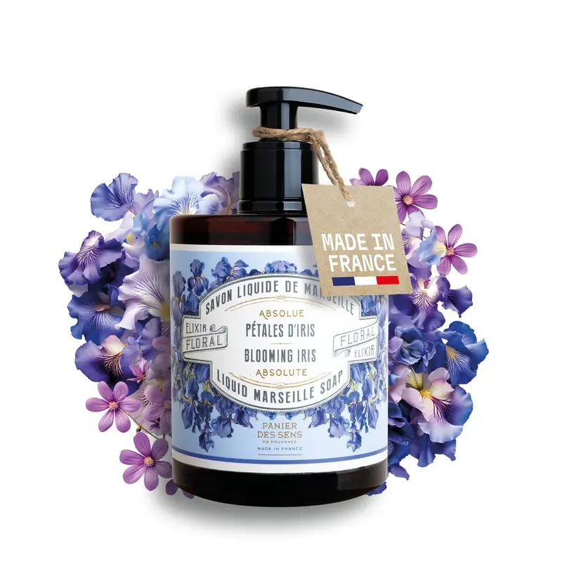 Panier des Sens – Savon Liquide Mains Iris, Savon de Marseille Traditionnel et Réutilisable – 96% Origine Naturelle