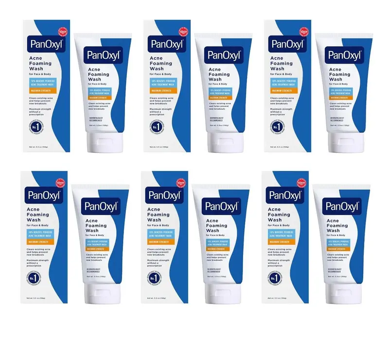 PanOxyl Nettoyant Moussant Anti-Imperfections – Puissance Maximale, 5,5 onces, Pack de 6