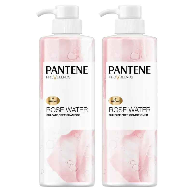 Pantene Sans Sulfates – Duo Shampoing et Après-Shampooing Eau de Rose, Pro-V B5, Tous Types de Cheveux, Compatible Cheveux Colorés, 2×532 ml