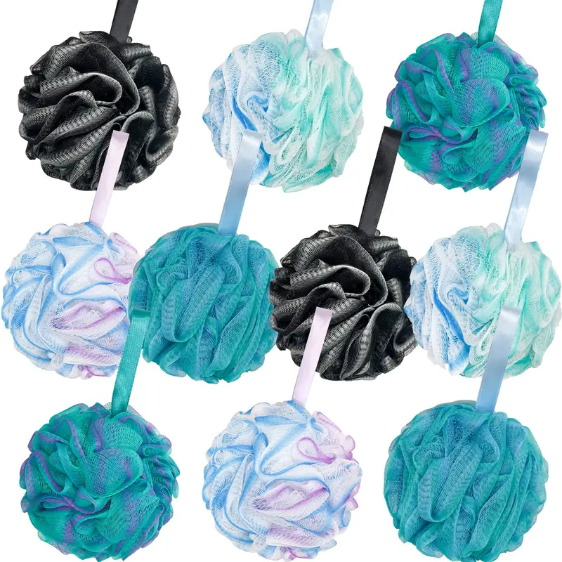 Panxxsen - Lot de 10 Éponges Douche en Maille PE 40 g, Multicolores