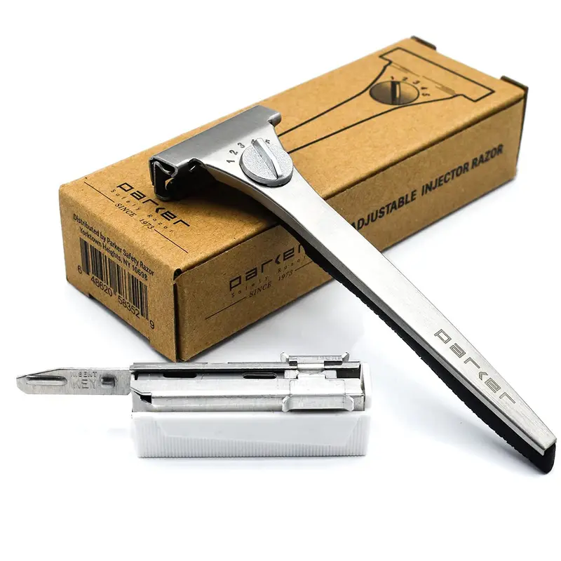 Parker Rasoir Injecteur Ajustable (1–5) – 20 Lames Inox et Poignée Résine