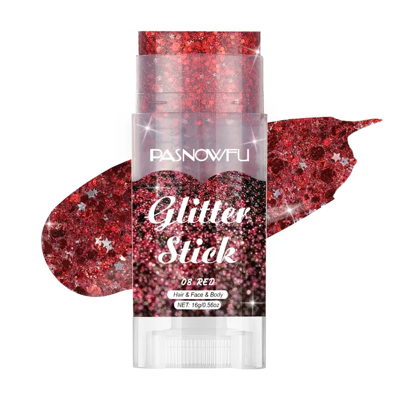 PASNOWFU Baton Paillette Rouge – Glitter Visage et Corps, Accessoires Festival