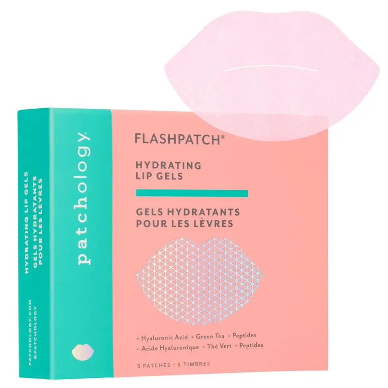 Patchology FlashPatch Masque Lèvres Hydratant – Acide Hyaluronique, Thé Vert & Peptides – Hydratation Rapide (5 patches)