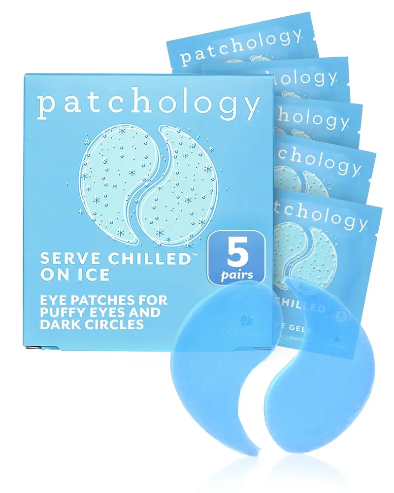 Patchology Masques Yeux Gel Rafraîchissants – Peptides, huile de cloudberry et bakuchiol – Tonifiant et Apaisant (5 paires)