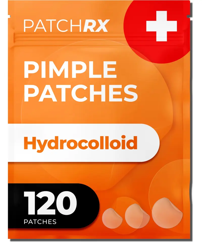 PatchRx Patchs Acné Hydrocolloïdes — 120 Unités avec Huile d'Arbre à Thé | 3 Tailles