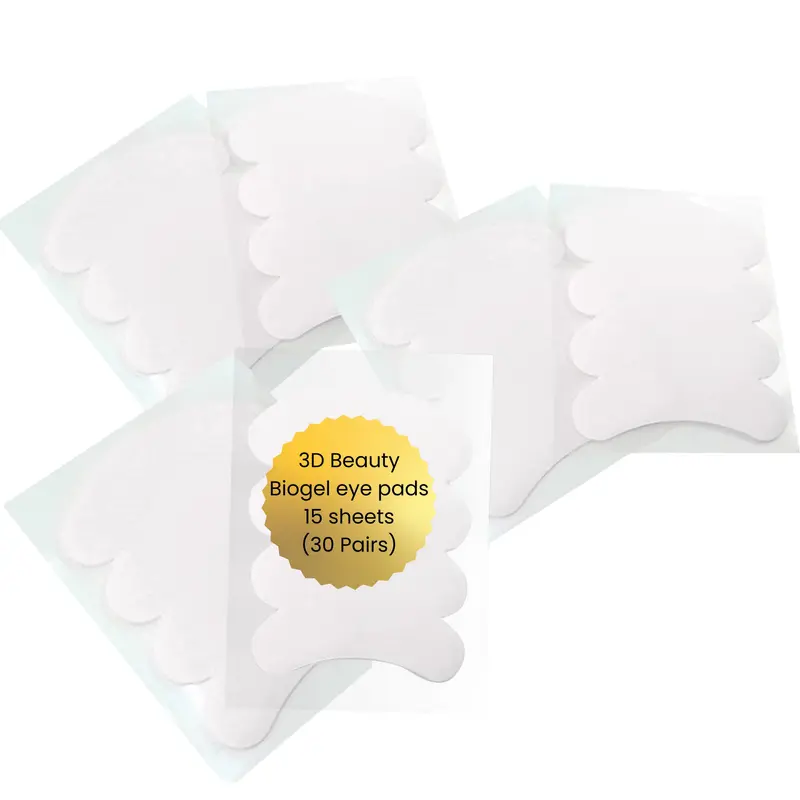 Patchs Biogel Yeux pour Extension de Cils – 30 Paires (15 Feuilles) | 3D Beauty
