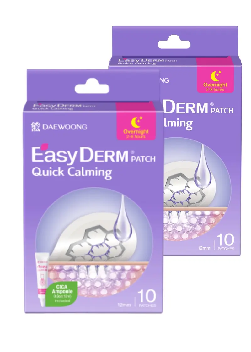 Patchs Calmants au Magnésium DWEasyDerm (20 patchs) avec Ampoule Cica – Soin Boutons, Pansement Hydrocolloïde, Soin Nuit 2-8h
