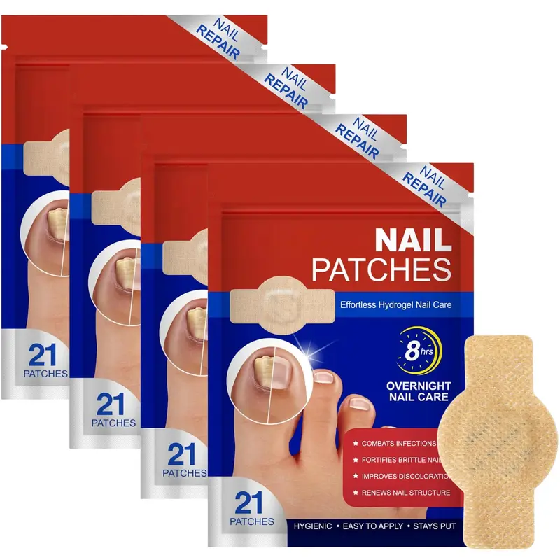 Patchs Ongles Fongiques – Soutien nocturne de 8h pour ongles endommagés | Pack 4 (84 patchs)