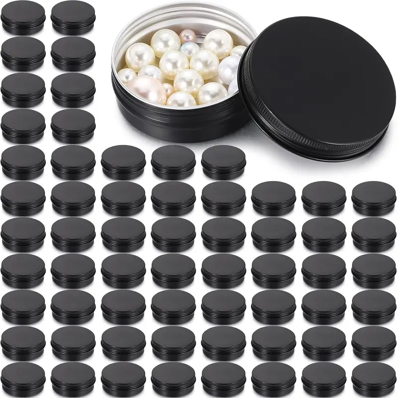 Patelai 64 boîtes tin pour baume à lèvres – couvercle à vis, aluminium, noir mat (0,5 oz)