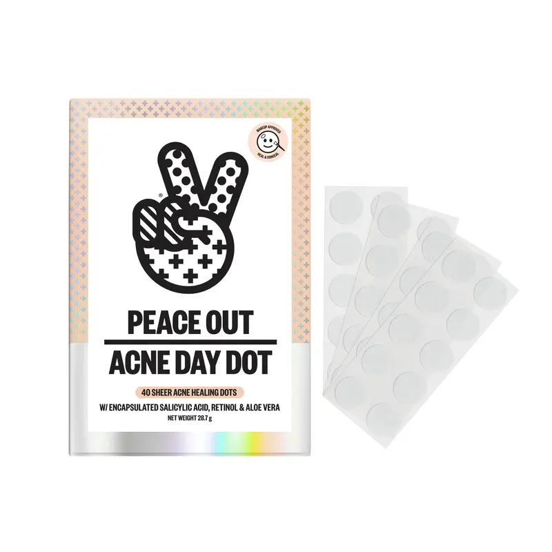 PEACE OUT Acne Day Dot – Pansements hydrocolloïdes invisibles avec acide salicylique encapsulé, rétinol et Aloe Vera, 40 patchs