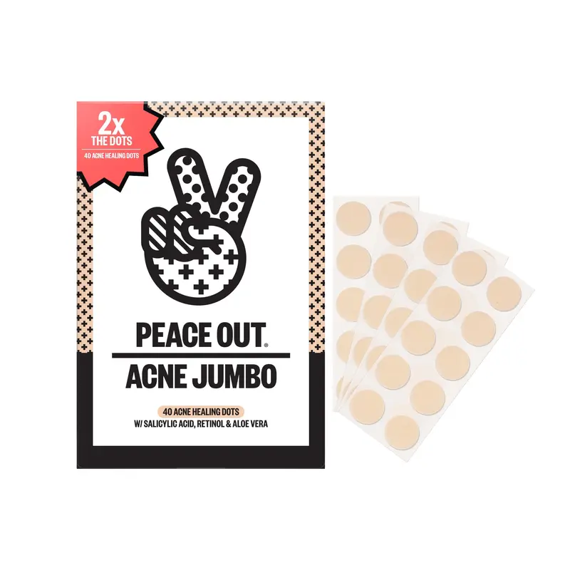 PEACE OUT Patchs hydrocolloïdes pour l’acné – Traitement ciblé avec salicylique, rétinol et Aloe Vera, 40 unités