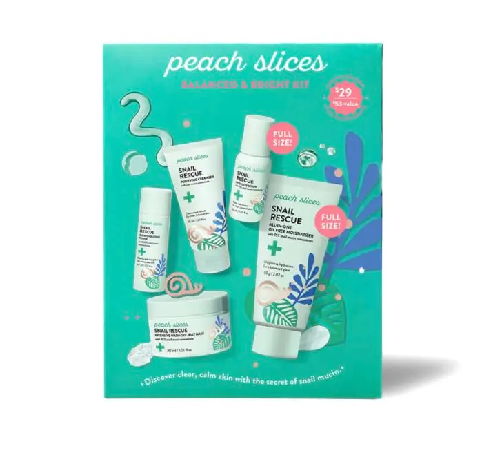 Peach Slices Kit Sauvetage Escargot – Équilibre et Éclat, édition limitée, 5 étapes