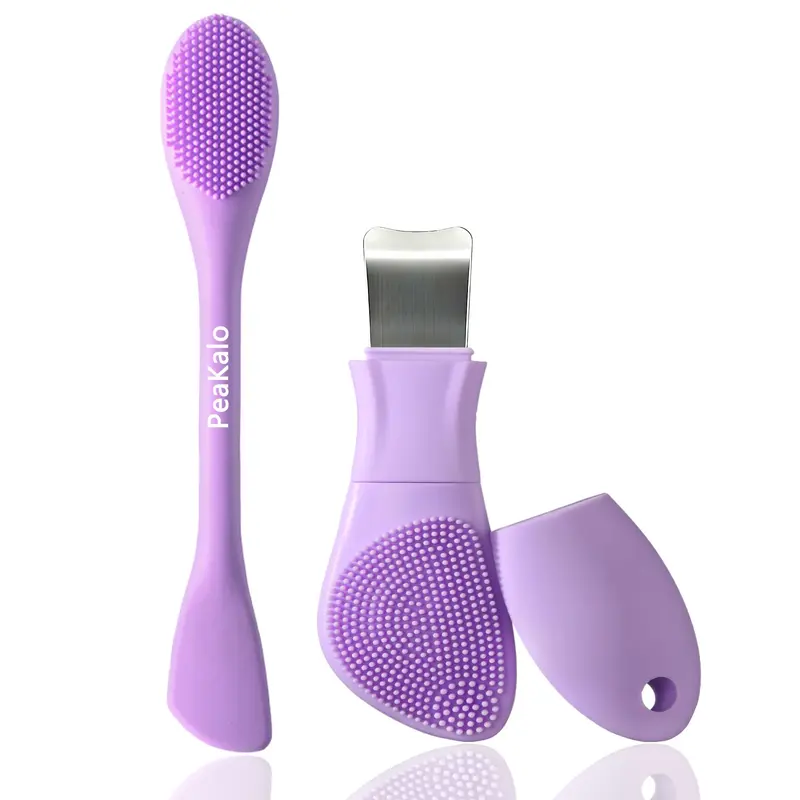 PeaKalo Outil 2-en-1 Silicone Visage Violet – Extraction Points Noirs & Masque