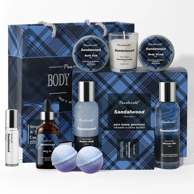 PEARLWORLD Coffret Spa Océan pour Hommes – Ensemble Bien-Être 12 Pièces
