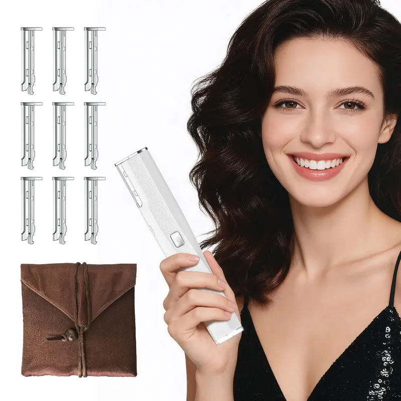 PEDOOD Dermaplane Razor pour femme — Rasoir dermaplaning sonique, 10 lames micro-mesh, exfoliation visage (blanc cassé)