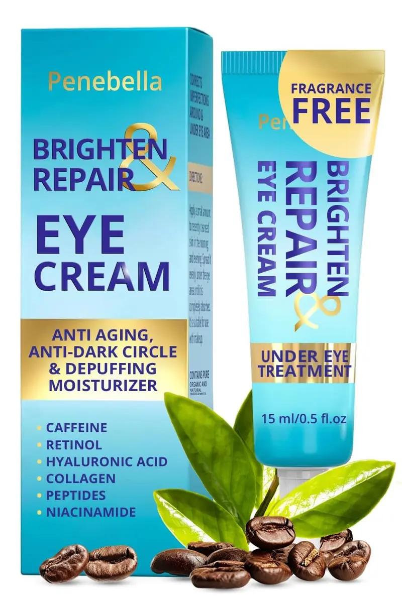 Penebella Crème Yeux Éclat 4 en 1 — Niacinamide, Caféine 5%, Rétinol & Peptides