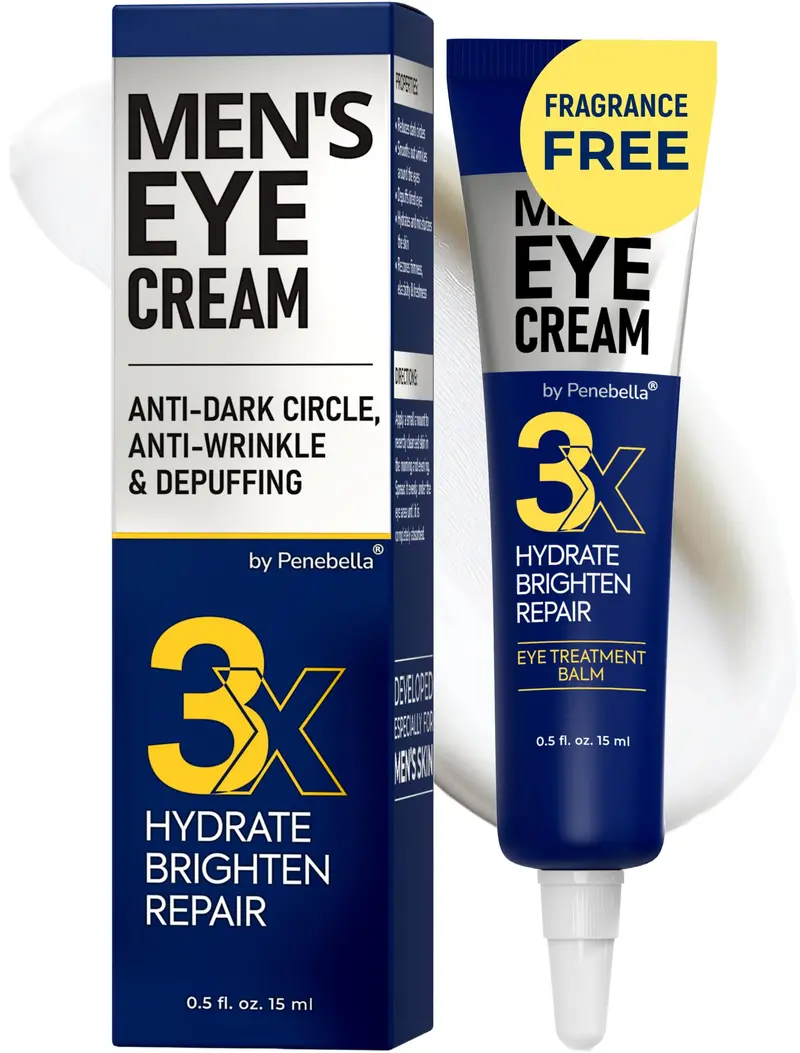 PENEBELLA Crème Yeux Homme – Anti-poches et cernes, 5% Caféine, Niacinamide & Collagène