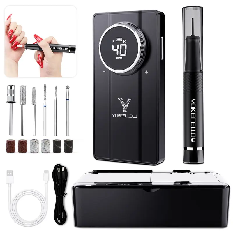 Perceuse à ongles YOKE FELLOW – Professionnelle et Portable, 40000 RPM