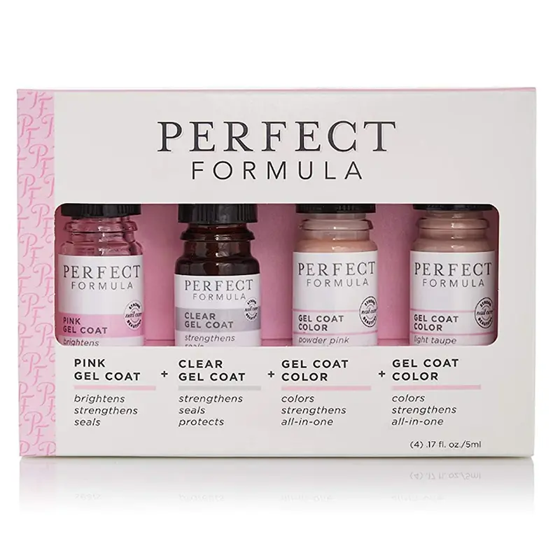 Perfect Formula Gel Coat Manicure Set – Renforcement des ongles et traitement à la kératine – Rose, Rose poudré, Taupe et Clair – Fabriqué aux États-Unis – 4 pièces