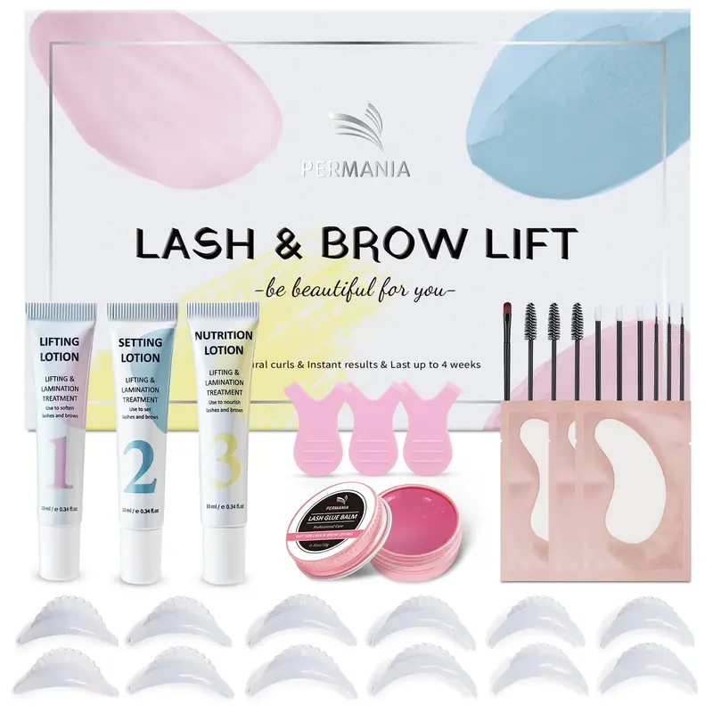 PERMANIA Kit Relevage Cils Coréen – Lamination Sourcils Tube Design, Résultat Naturel