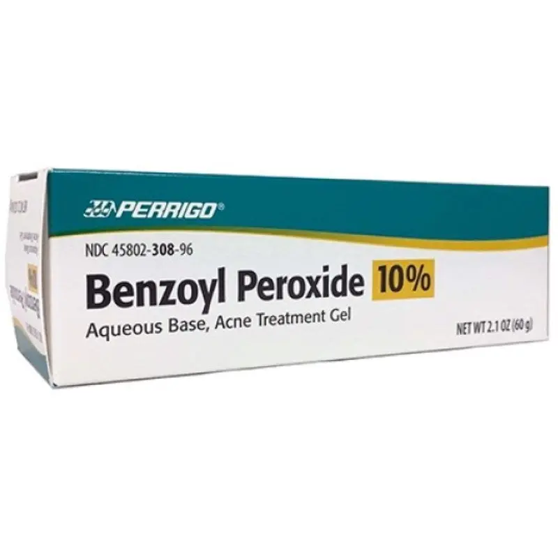 Perrigo Gel au peroxyde de benzoyle 10% – Traitement anti‑acné, lot de 2 tubes (62 ml chacun)