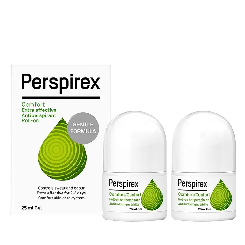 Perspirex Comfort Anti-transpirant Roll-On – Pack 2 pour Hommes et Femmes, protection contre la transpiration et l’odeur