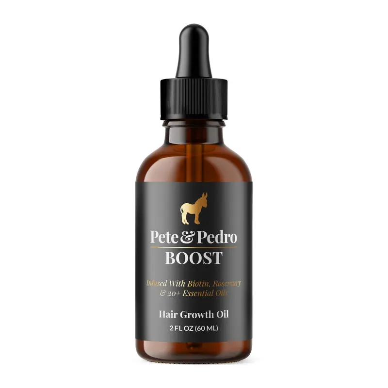 Pete & Pedro BOOST – Sérum Croissance Cheveux et Barbe, Huiles Essentielles & Biotine, 2 oz