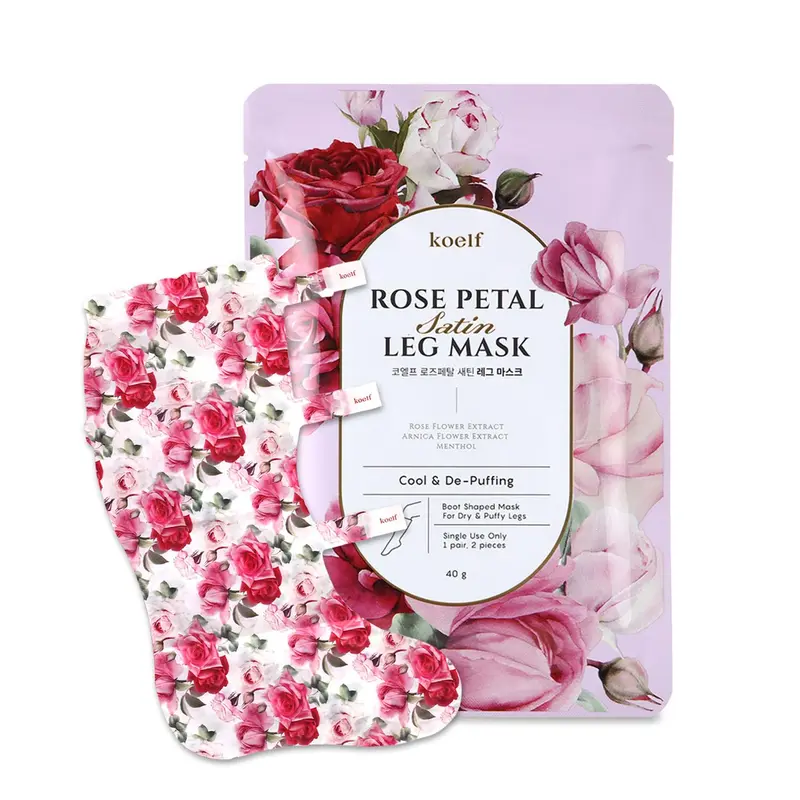 Petitfee Rose Petal Satin Leg Mask – Masque Jambes Satin Rose, Refroidissement Intensif et Décongestion